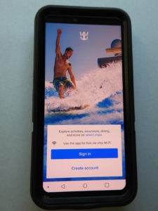 Cell phone showing Royal Caribbean on board app image
