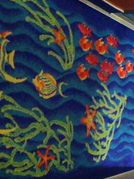 Norwegian cruise ship carpeting showing swimming fish image