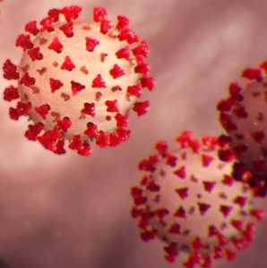 Microscopic image of Coronavirus